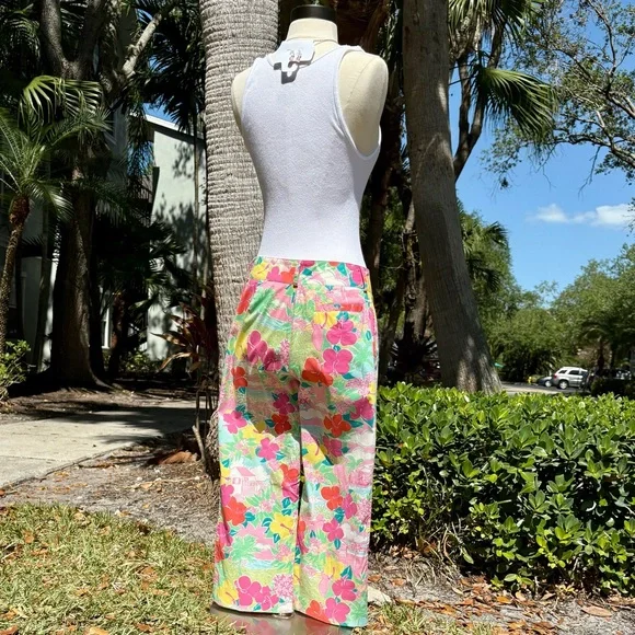 Vintage Lilly Pulitzer Harborview Pants Size 4 Capris Hawaiian Birds Floral - Picture 7 of 16